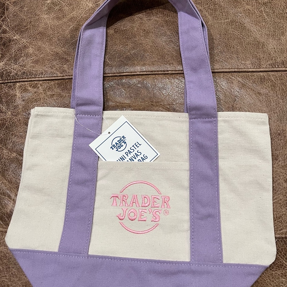NWT Rare Trader Joe’s Mini Tote Bag in Pastel Purple